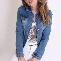 Refuge Denim 16047-J Denim Jacket Stretch Cropped -Refuge-