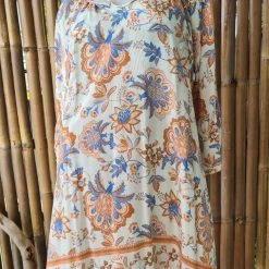 Style Fashion Blue Floral Dress Kaftan
