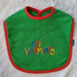 9057E Ozi Varmints Towelling Embroidered Bib - Sun/Red