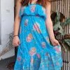 OZ RESORT Aqua Floral Bandeau Maxi Dress 100 % Rayon