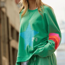 Hammill & Co Star Slouchy Green Sweat Shirt