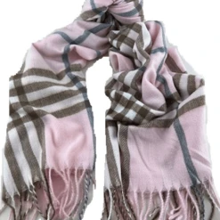 Zura Plaid Cashmere Cotton Very Soft Fringe Scarf