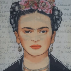 Zura Frida Kahlo 100% Cotton Scarf - Pink Roses In Hair