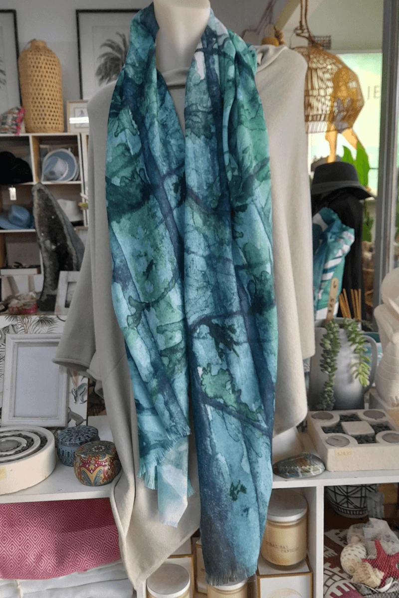 Zura Burnt Tree-Watercolor 100% Cotton Scarf - Image 2