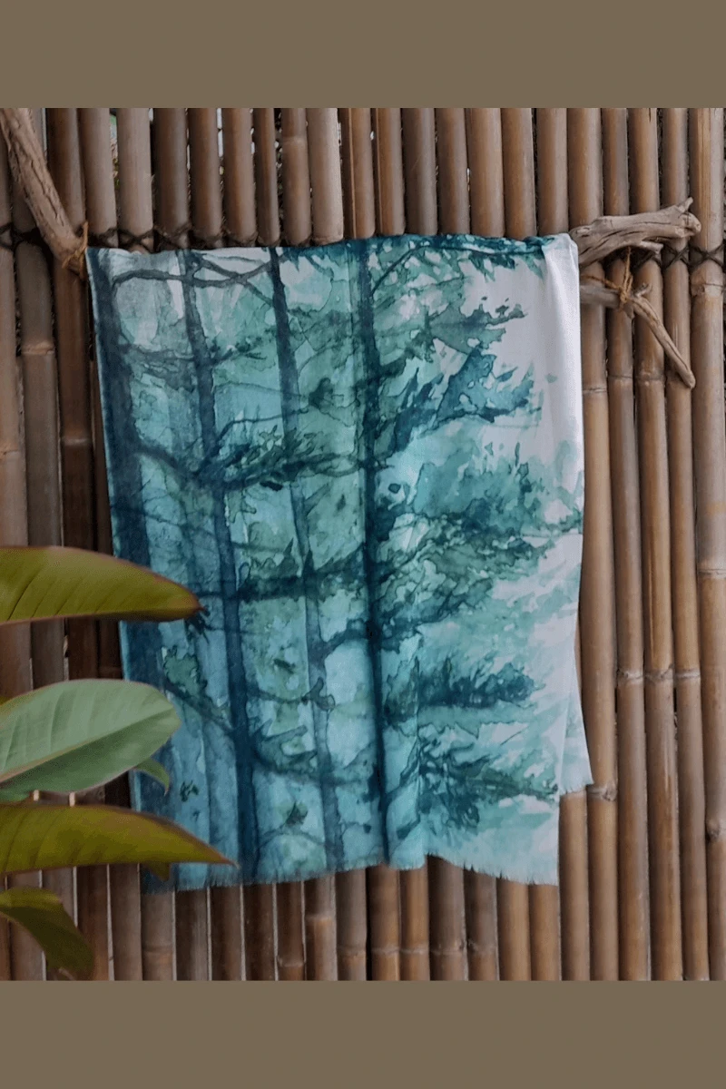 Zura Burnt Tree-Watercolor 100% Cotton Scarf