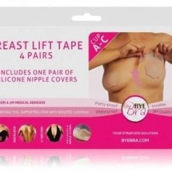 Bye Bra Adhesive Breast Lift Tape Cup A–C With Silicone Nipple Covers