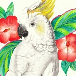 Lisa Glynn Cockatoo With Hibiscus Tea Towel