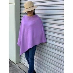 Zura Poncho Cashmere Blend Lilac And Purple