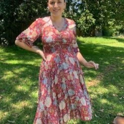 Silver Wishes Red Floral Dress D860RO