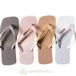 Damien Hall Original Signature Gold Badge Thongs - Flip Flops