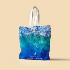 Destination Label Blue Boards Tote Bag