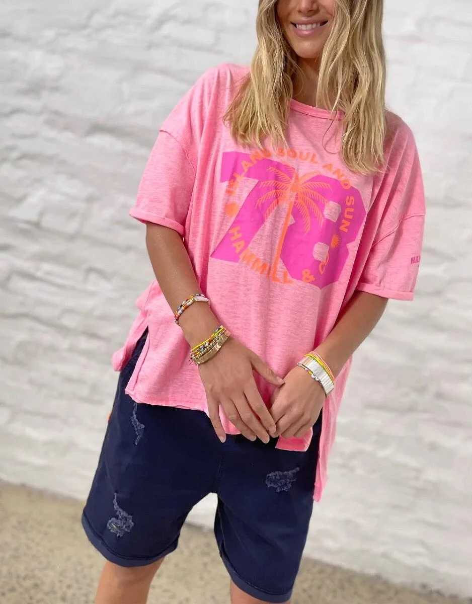 Hammill & Co S402 Graphic Tee Fluro Fluro Pink
