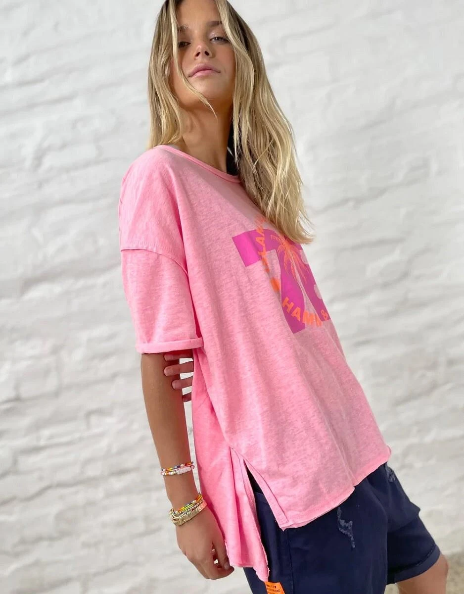Hammill & Co S402 Graphic Tee Fluro Fluro Pink - Image 2