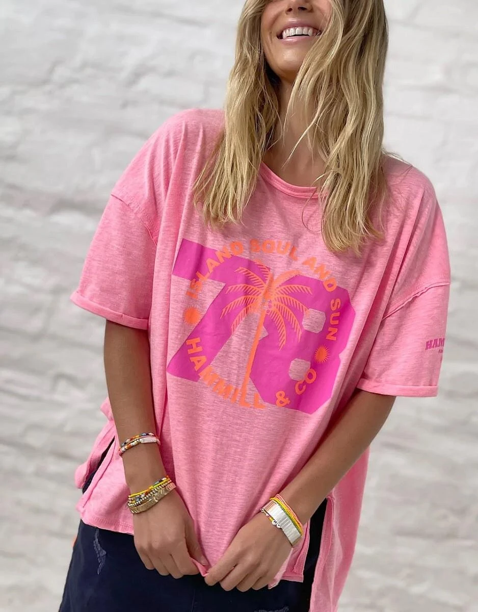 Hammill & Co S402 Graphic Tee Fluro Fluro Pink - Image 3