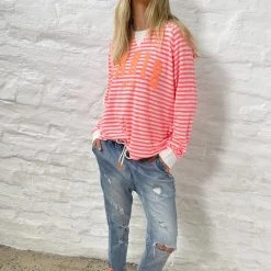 Hammill & Co S411 Paris Stripe Top Pink White Strip