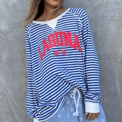 Hammill & Co Laguna Navy Stripe Long Sleeve Sweatshirt