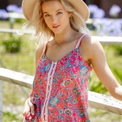 Iris Maxi 202295-4 Red Floral Singlet Top