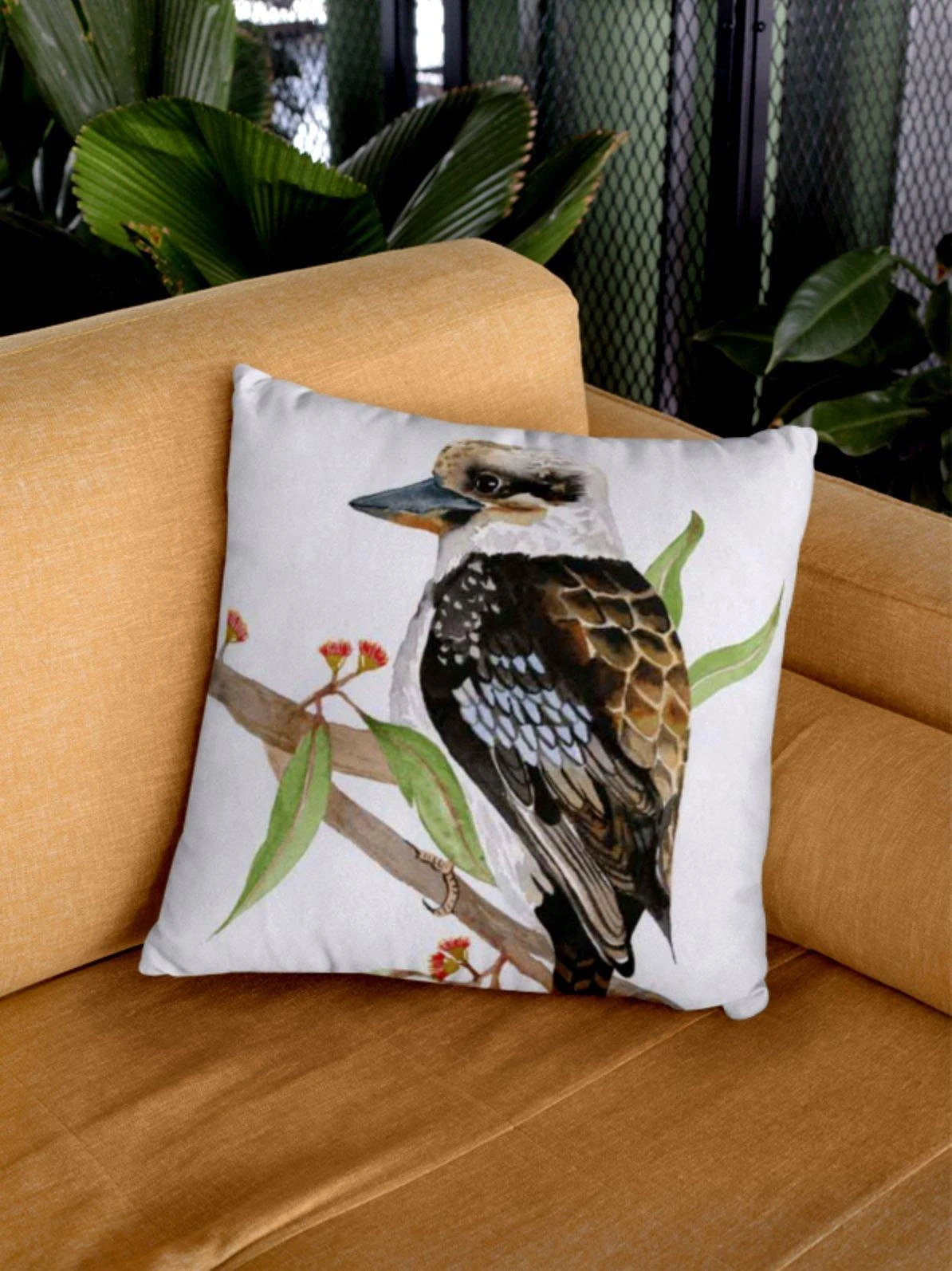 Lisa Glynn Kookaburra Cushion Cover Soft Plush Double Printed - Image 2