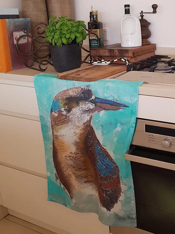Lisa Glynn Kookaburra Two Australian Bird Tea Towel 100% Cotton - Image 2