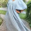 La Strada LSD21-938 Italian Linen Loose Wooden Button Kaftan Dress
