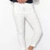 La Strada LSP20-172 White Stretch Cotton Beach Pants