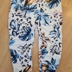 La Strada LSP21-70-53 Blue Leaf Crinkle Pants