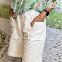 La Strada Frayed Linen Shorts