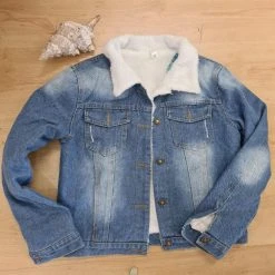OZ RESORT Le Gia Denim Jacket Fleece Jacaranda Blue Denim