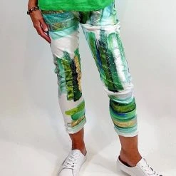 La Strada Crinkle Painted Look Wearable Art Roll Up Pants - LSP21-70-202