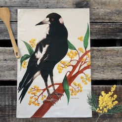 Lisa Glynn Magpie Tea Towel 100% Cotton