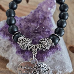 Ivys Mother & Daughter Forever Black Glass Bracelet