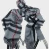 Zura Plaid Cashmere Cotton Very Soft Fringe Scarf