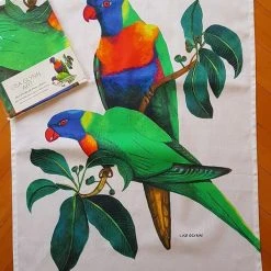 Lisa Glynn Rainbow Lorikeet Tea Towel - Australian Souvenir Tea Towel - Buy Local