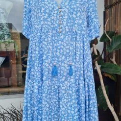 Salty Bright S0427-113 Cornflour Blue Floral Rayon Dress