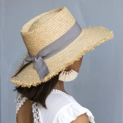 Sundaise SH328 Elizabeth Boater Hat - Ribbon