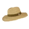 Sundaise SH341 Cassandra Panama Olive Strip Raffia Hat