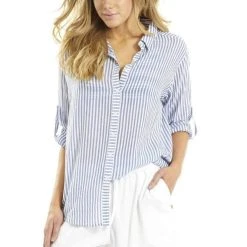 Sunseeker SS91182 Summer Stripe Slouch Shirt Blue