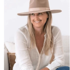 Sundaise Remy Panama Ribbon Edge Wool Felt Hat - Taupe