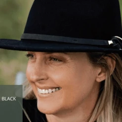 Sundaise Ryan Panama Suede Buckle Wool Felt Hat - Black