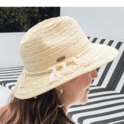 Sundaise SH245 Emily Panama Hat Tassle With Bead Natural