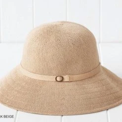Sundaise SH359 Kay Medium Brim Bucket Hat Dark Beige