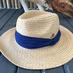 Sundaise SH397 Deborah Panama Plait Hat Cobalt Trim