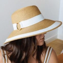 Sundaise SH408 Lilly Down Brim Hat - Natural White Ribbon