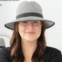 Sundaise SH514 Nadine Panama Mix Hat Black/White