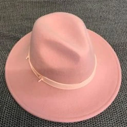 Sundaise SWH53 Rhianna 100% Wool Felt Panama Hat - Soft Blush