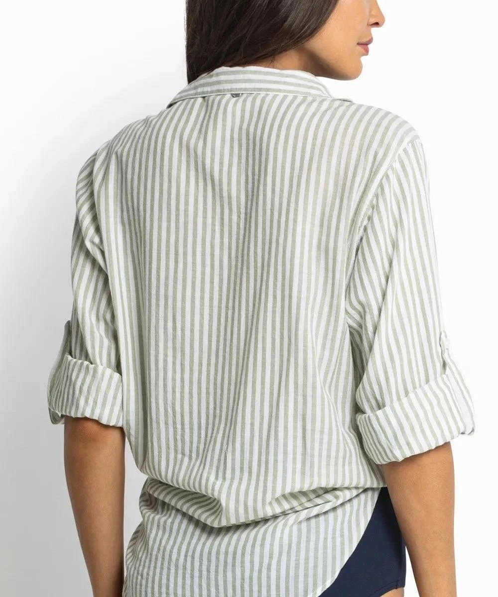 Sunseeker Summer Stripe Slouch Shirt Khaki - Image 4