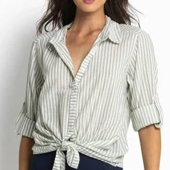 Sunseeker Summer Stripe Slouch Shirt Khaki