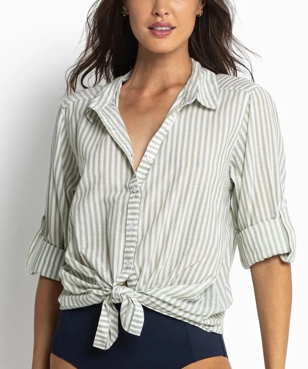 Sunseeker Summer Stripe Slouch Shirt Khaki