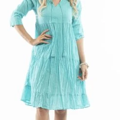 Mint One Summer Lined Tunic Dress 100% Cotton