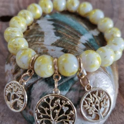 Ivys Tree Of Life Lemon Marble Beaded Bracelet